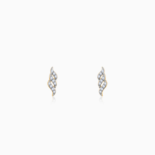 Gold Twisted Twill Diamond Earrings