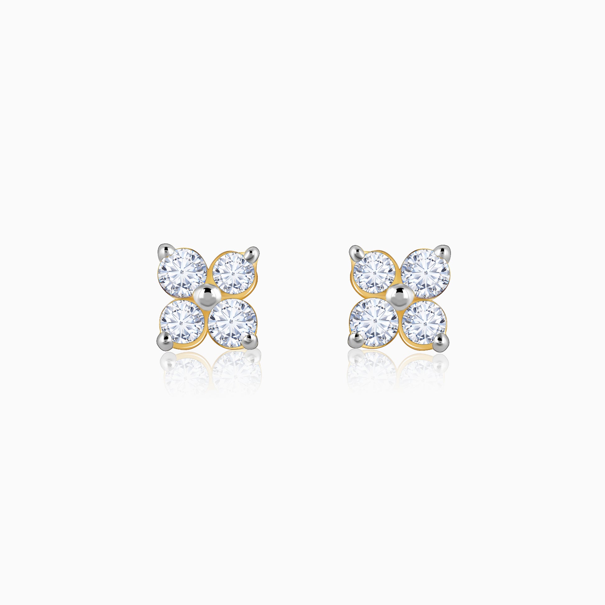 Gold Adorable Floret Diamond Studs made with lab grown diamonds