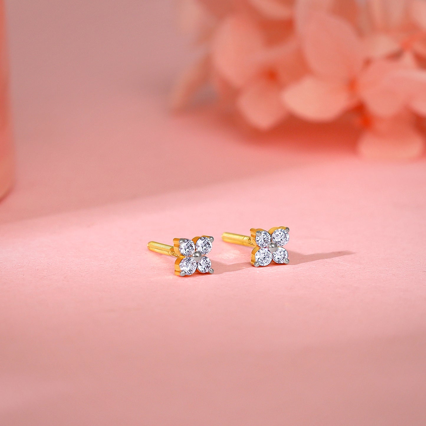 Gold Adorable Floret Diamond Studs