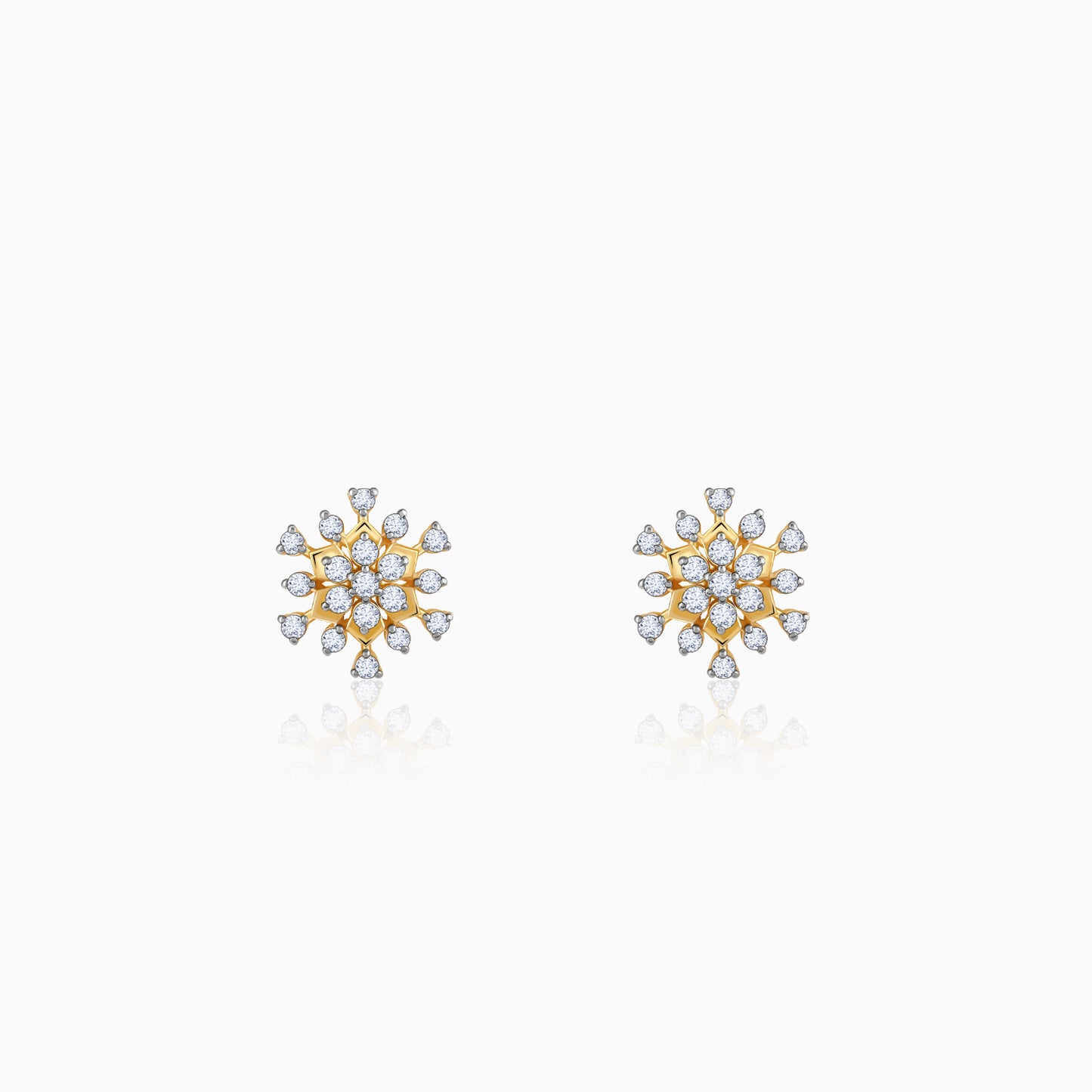 Gold flower earrings with lab-grown diamonds for an elegant touch.