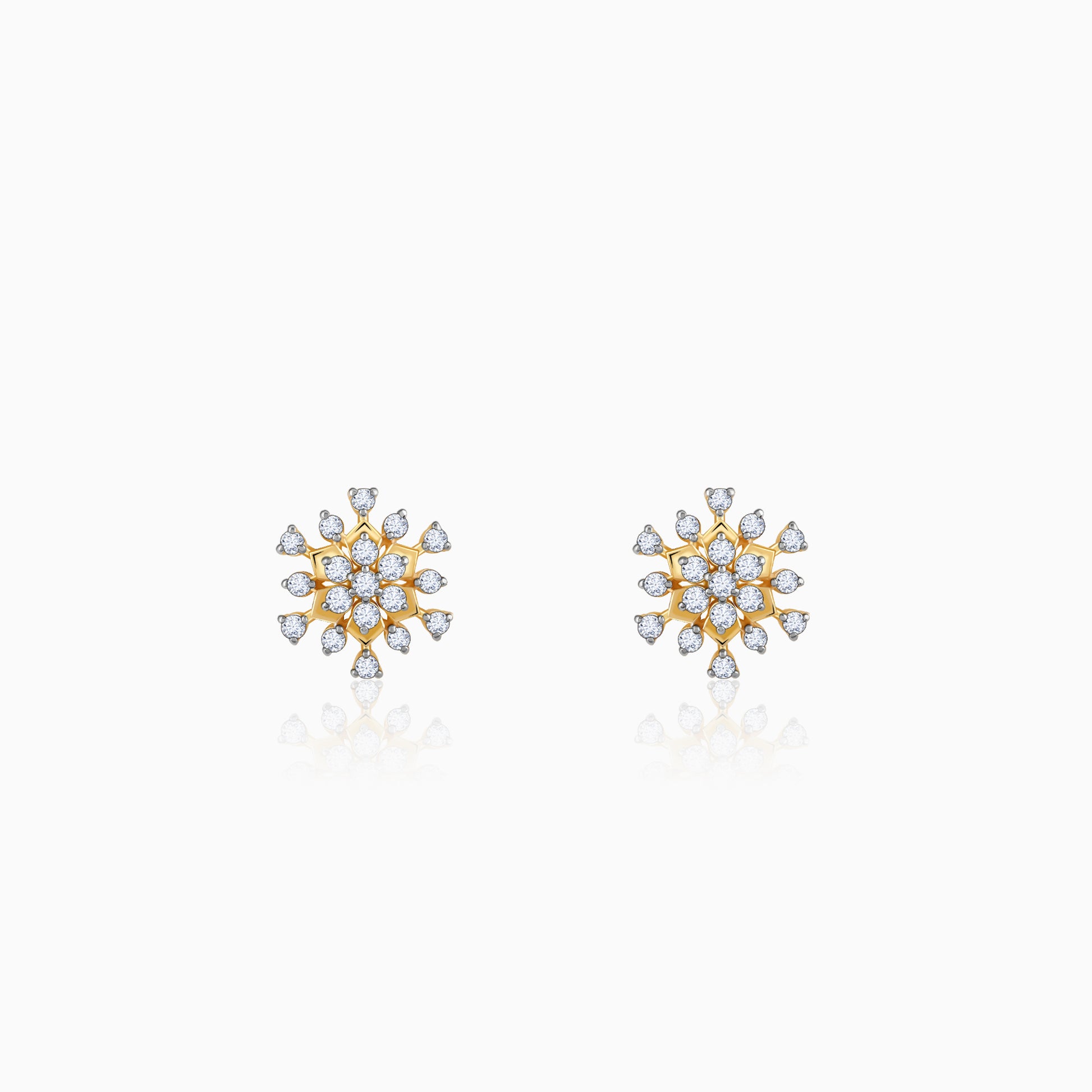 Gold flower earrings with lab-grown diamonds for an elegant touch.