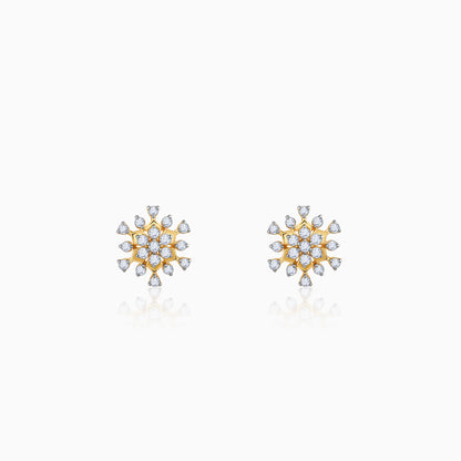 Gold flower earrings with lab-grown diamonds for an elegant touch.