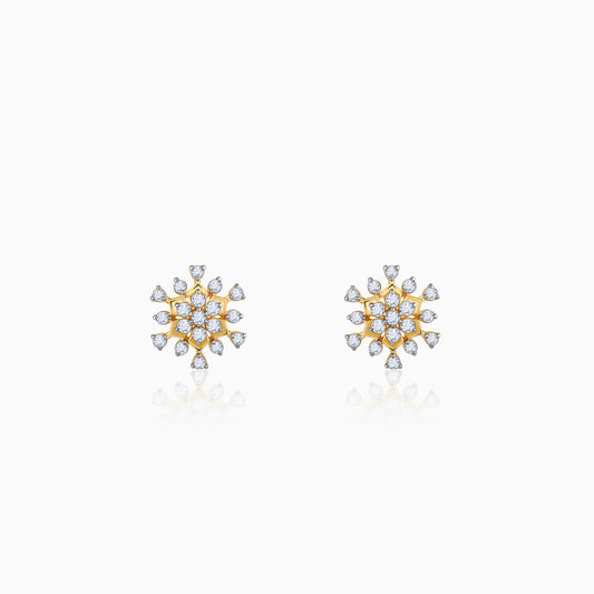 Gold flower earrings with lab-grown diamonds for an elegant touch.