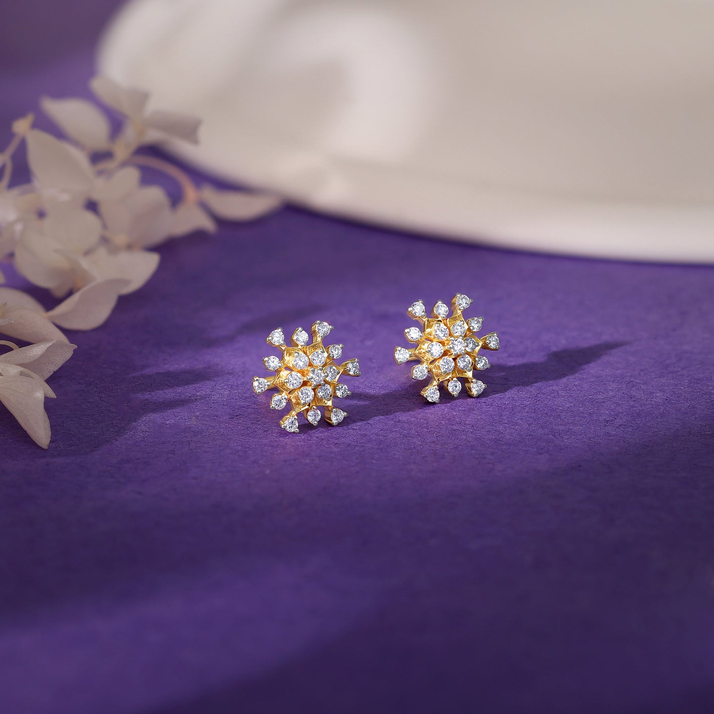 Gold Eglantine Diamond Earrings