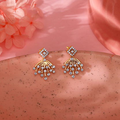 Gold Sparkling Arc Diamond Earrings