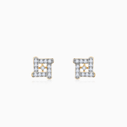 Gold Square Sensation Diamond Studs