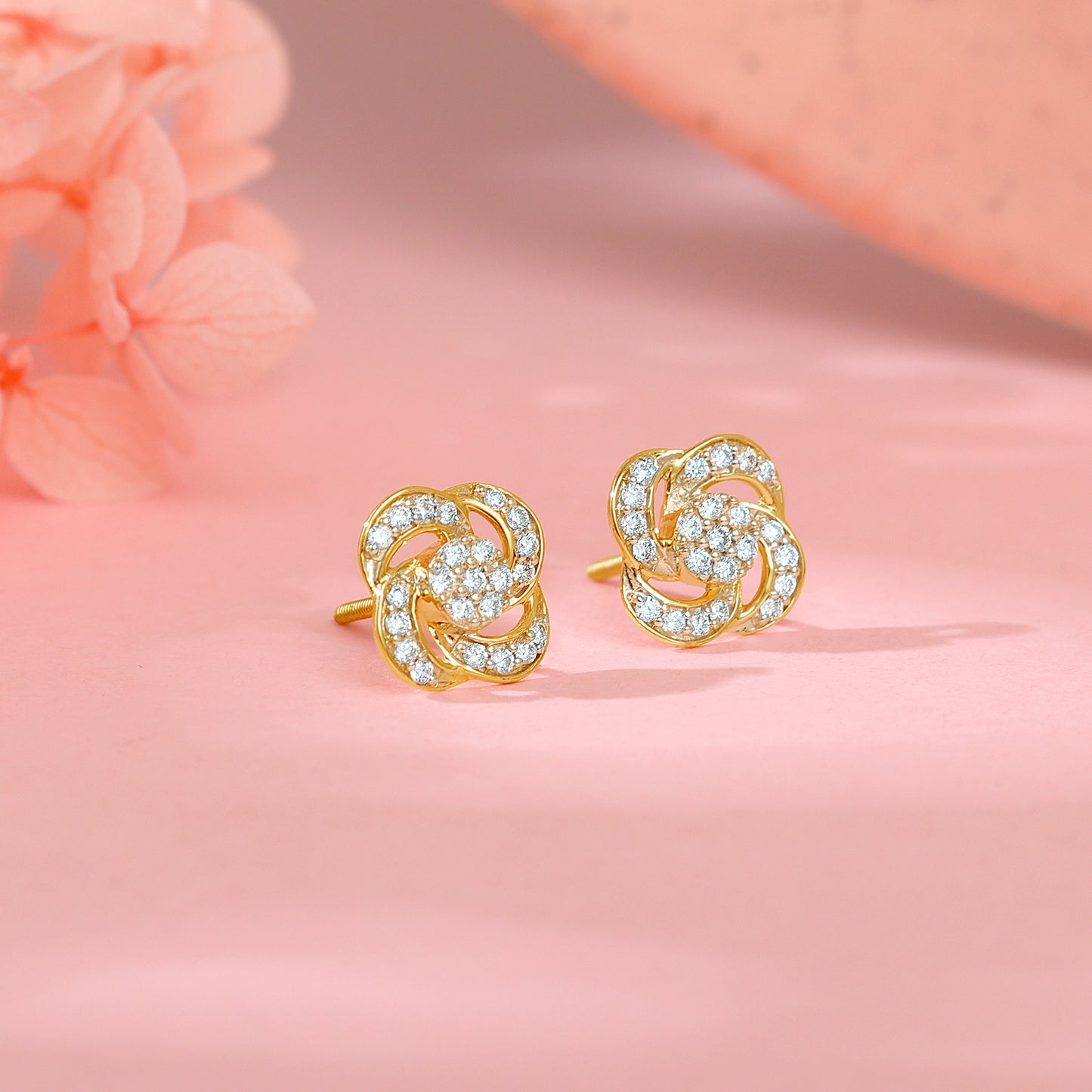 Gold Blume Diamond Earrings