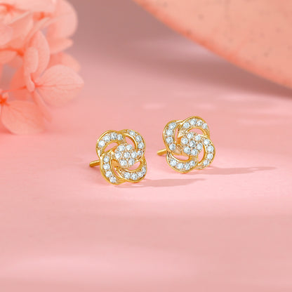 Gold Blume Diamond Earrings