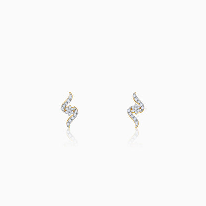 Gold Wavy Chakra Diamond Earrings