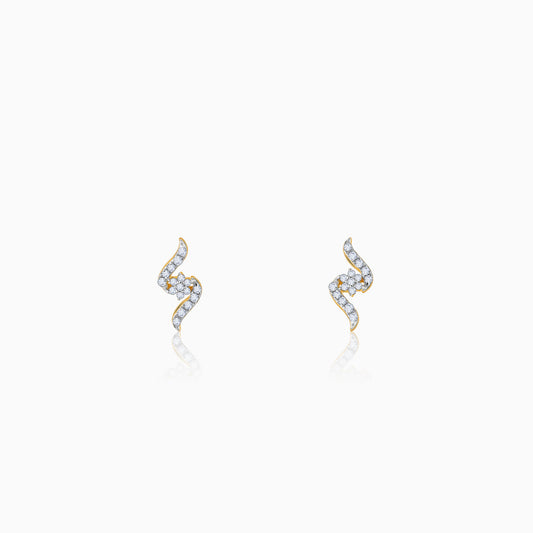 Gold Wavy Chakra Diamond Earrings