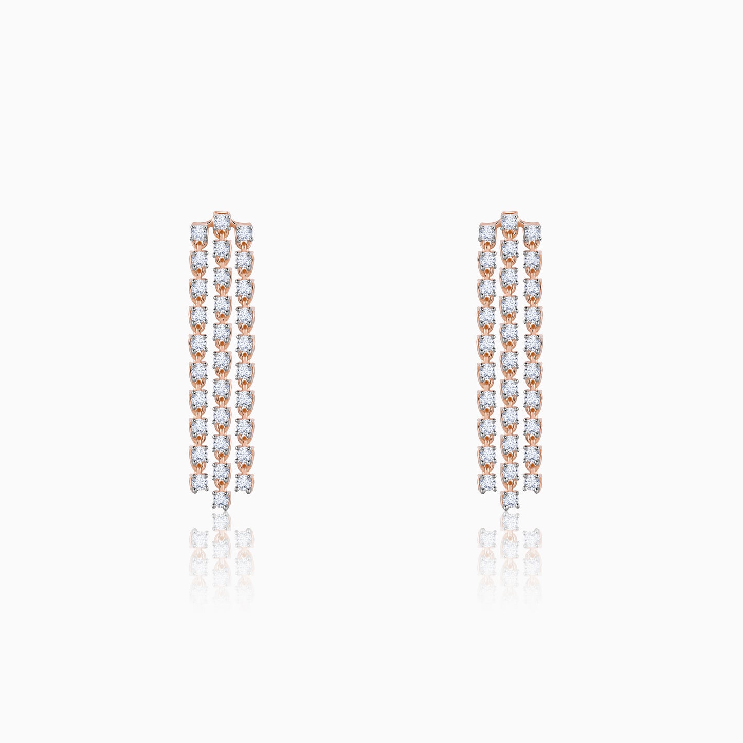 Rose Gold Glittering Diamond Earrings