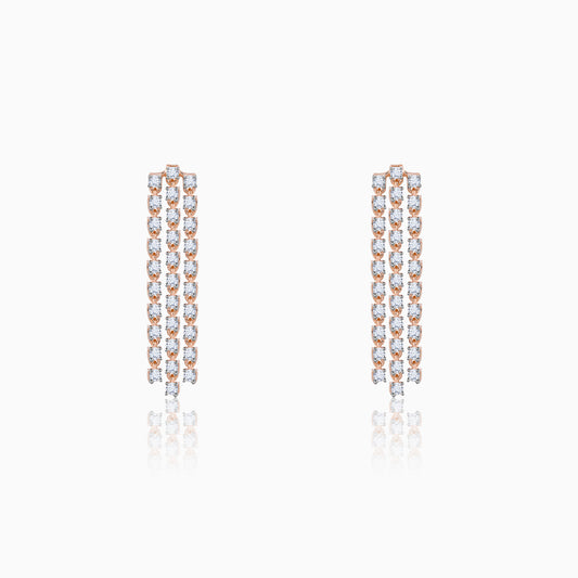 Rose Gold Glittering Diamond Earrings