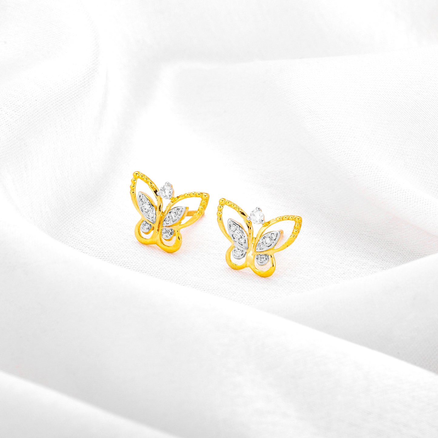 Gold Butterfly Diamond Earrings