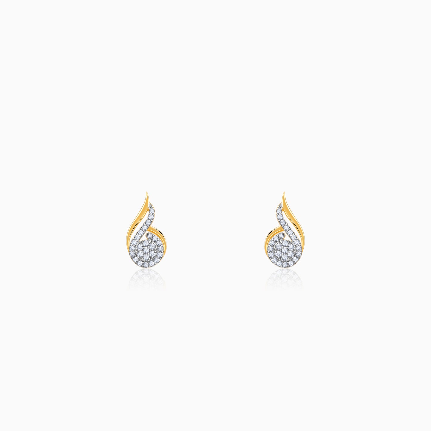 Gold Sparkling Flow Diamond Earrings