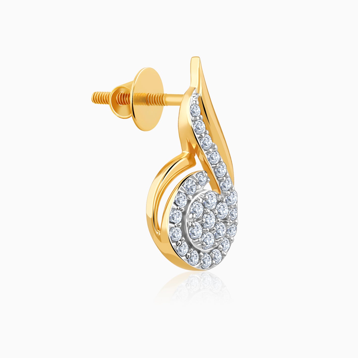 Gold Sparkling Flow Diamond Earrings