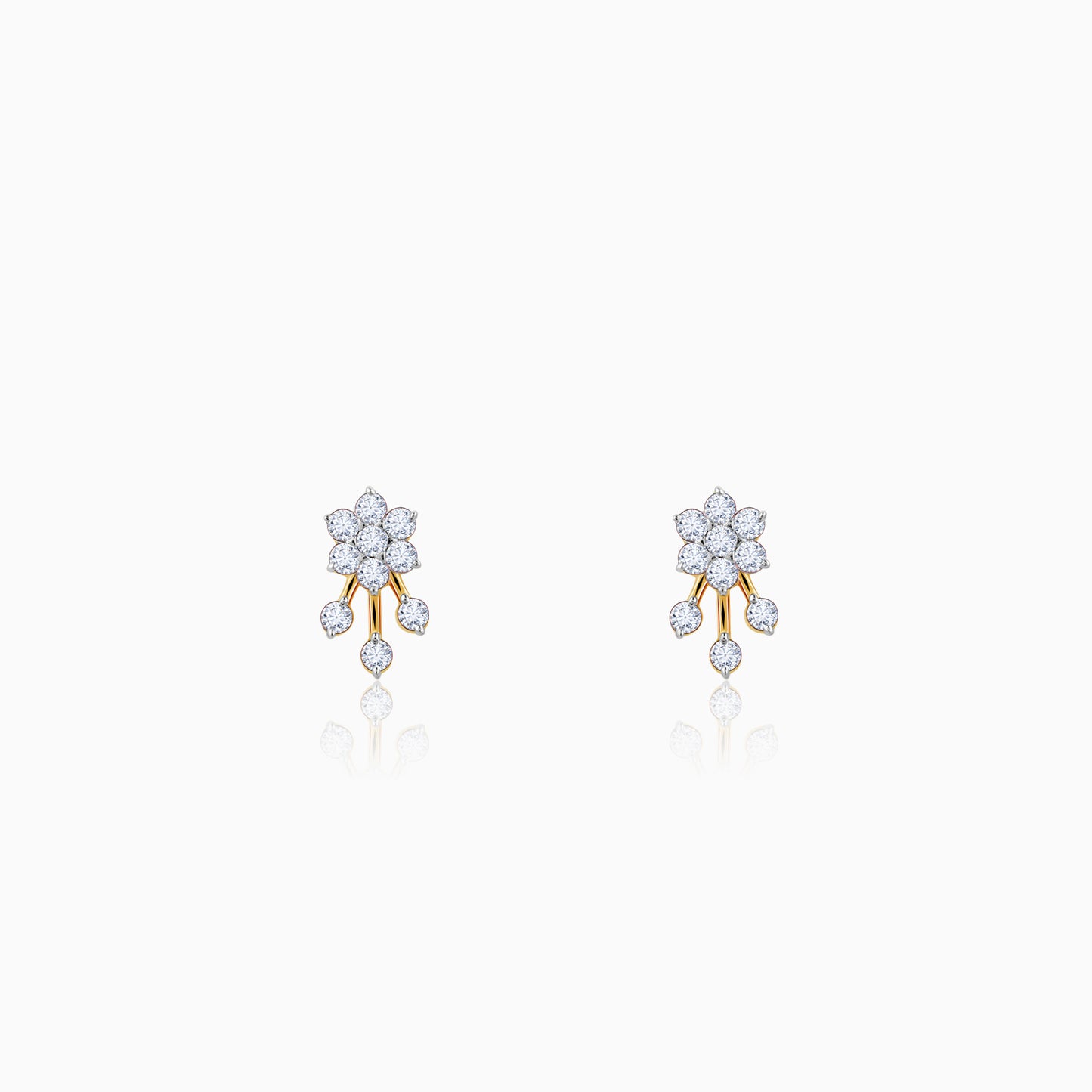 Gold Pretty Floral Diamond Earrings