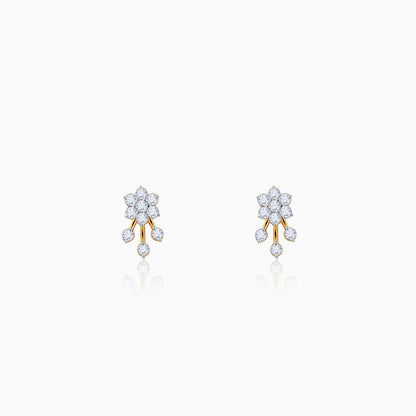 Gold Pretty Floral Diamond Earrings