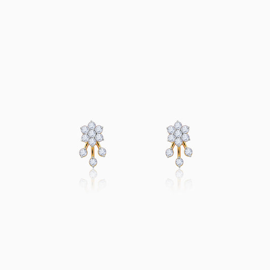 Gold Pretty Floral Diamond Earrings