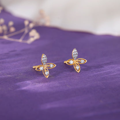 Gold Auric Flower Diamond Earrings