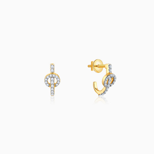 Gold hoop earrings with lab-grown diamonds