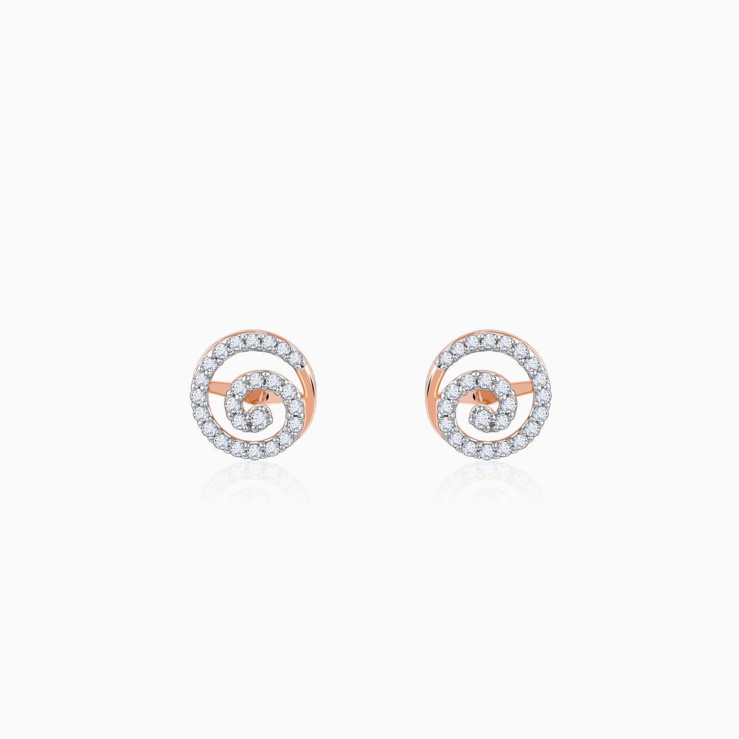 Rose Gold Sparkling Swirl Diamond Studs