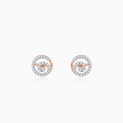 Rose Gold Sparkling Swirl Diamond Studs