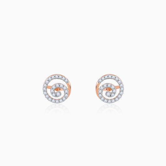 Rose Gold Sparkling Swirl Diamond Studs