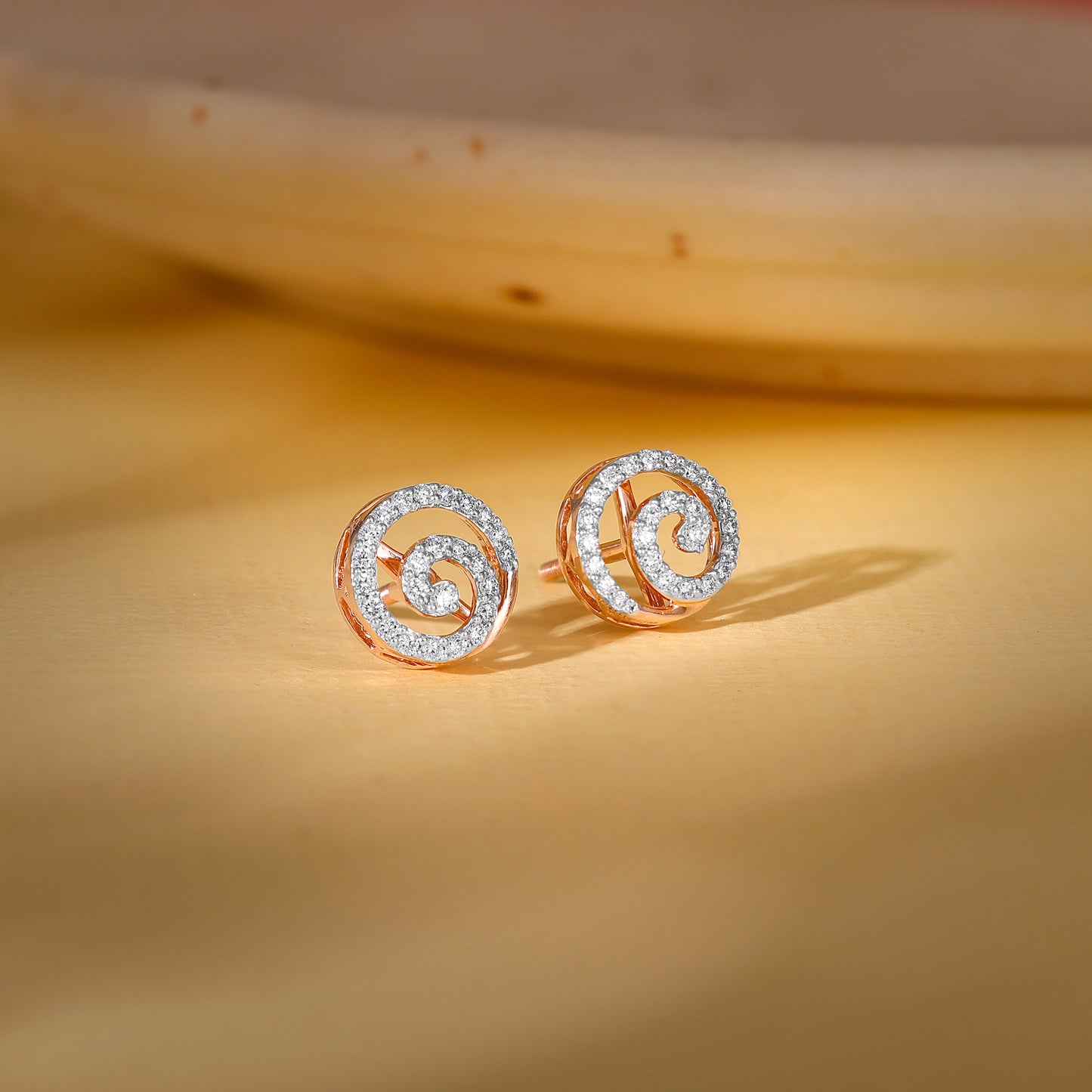 Rose Gold Sparkling Swirl Diamond Studs