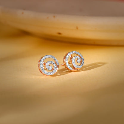 Rose Gold Sparkling Swirl Diamond Studs