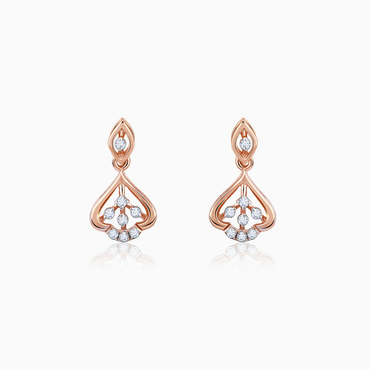 Rose Gold Cascade Leaf Diamond Earrings