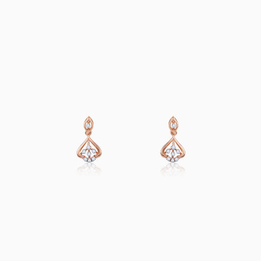 Rose Gold Cascade Leaf Diamond Earrings