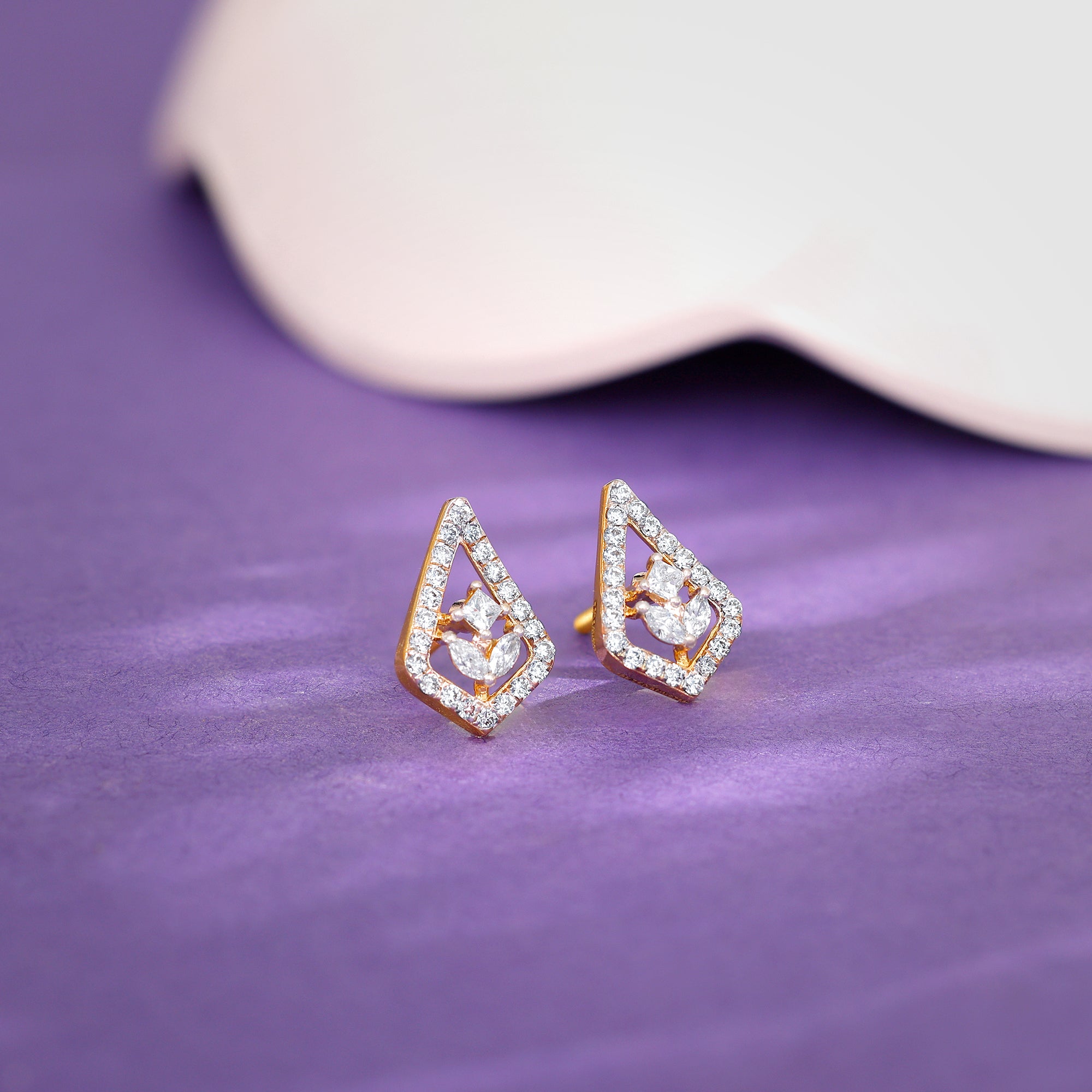 Gold Sacred Flame Diamond Earrings GIVA Jewellery