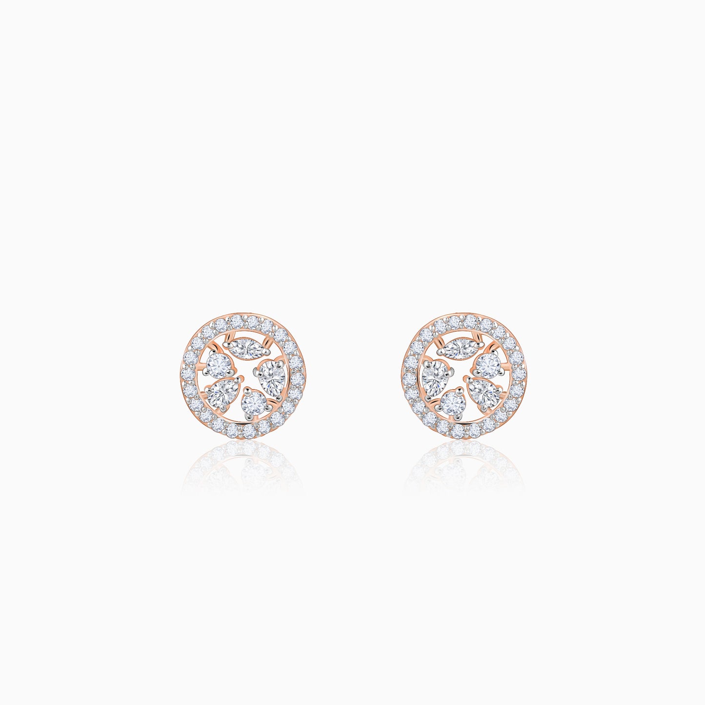 Rose Gold Circular Dazzle Diamond Earrings