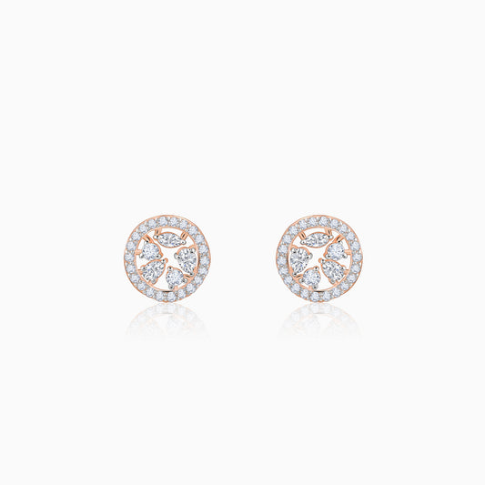 Rose Gold Circular Dazzle Diamond Earrings