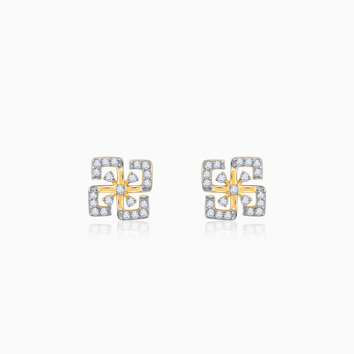 Gold Quadrado Diamond Earrings