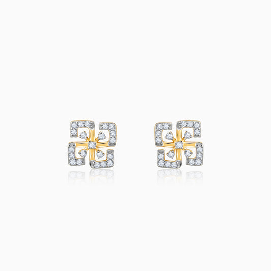 Gold Quadrado Diamond Earrings