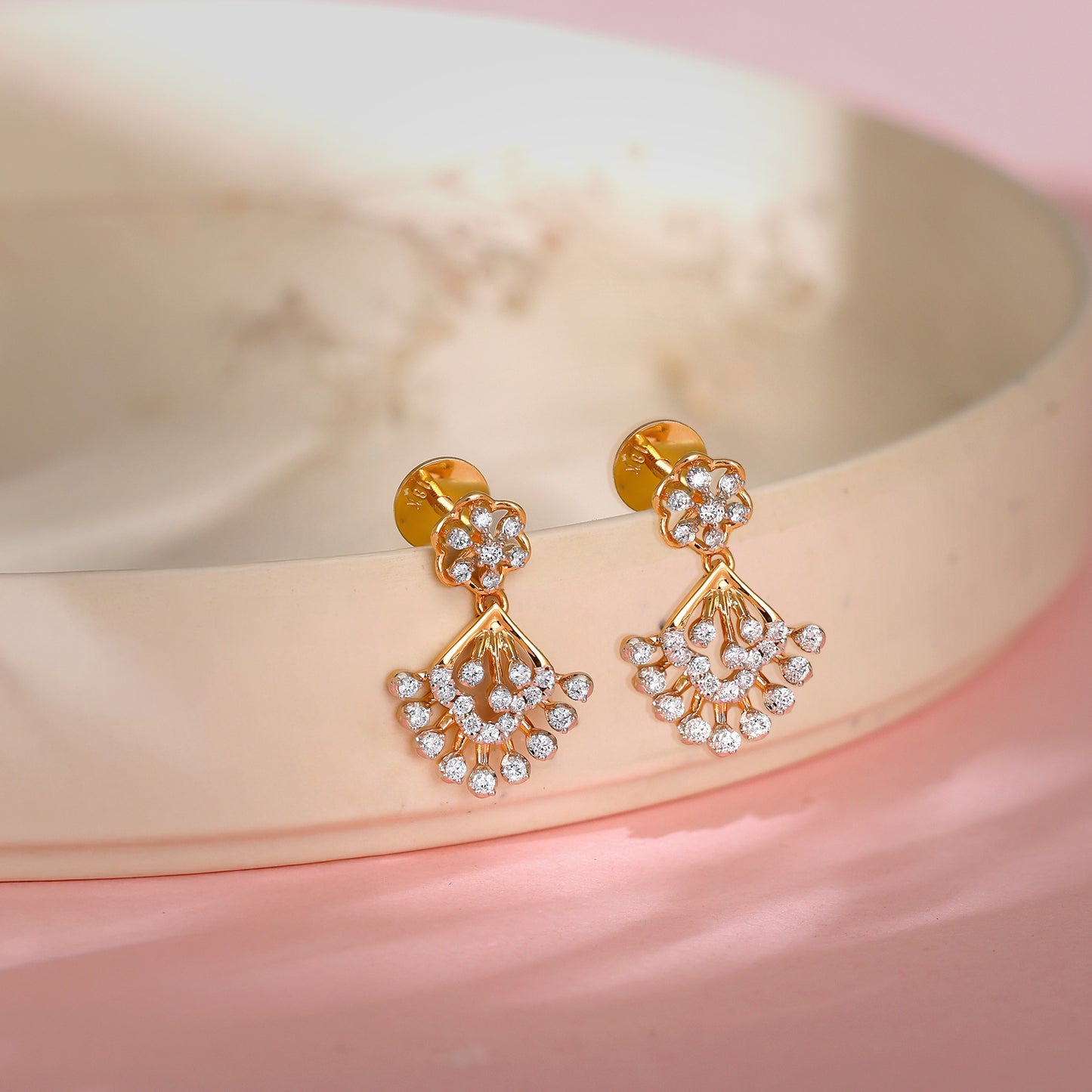 Gold Fancy Bloom Diamond Earrings