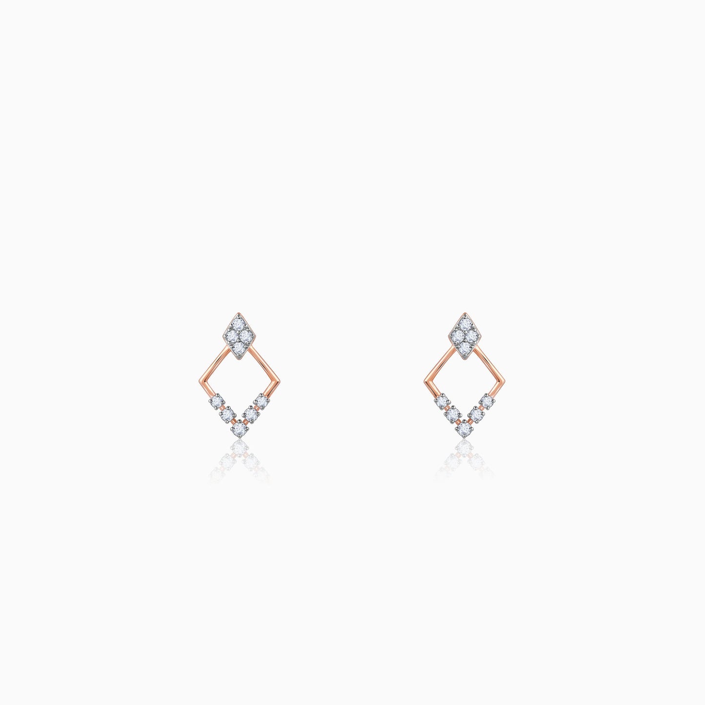 Rose Gold Radiant Rhombus Diamond Earrings