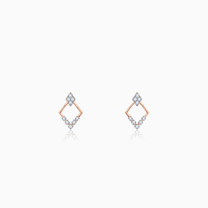 Rose Gold Radiant Rhombus Diamond Earrings