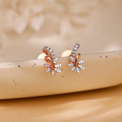 Gold Floral Grace Diamond Earrings