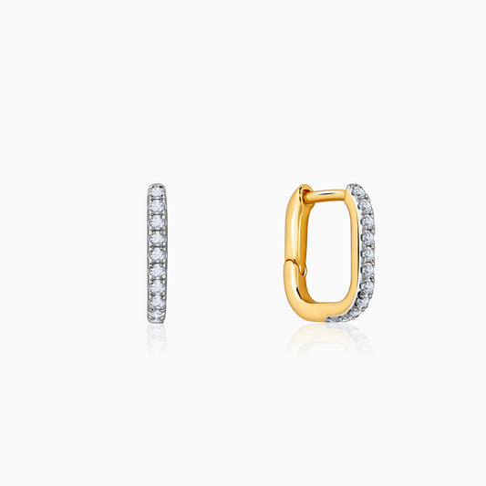 Gold Bold Circles Diamond J Hoop Earrings