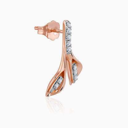 Rose Gold Leafy Flare Diamond Earrings