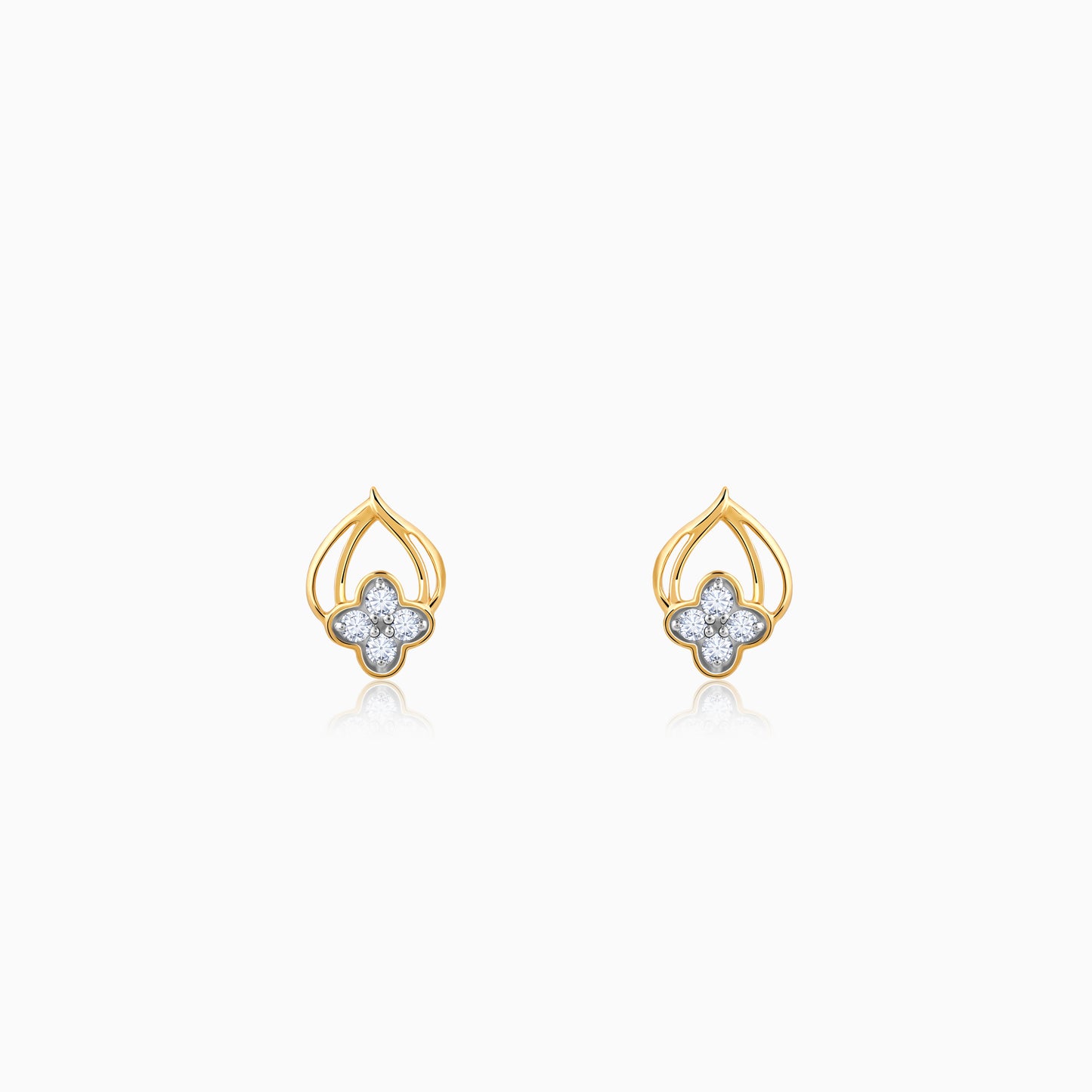 Gold Pure Clover Diamond Earrings