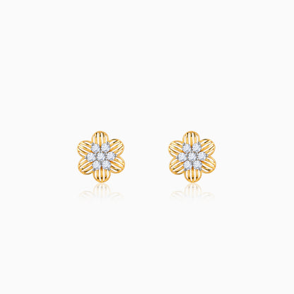 Gold Pretty Floral Diamond Earrings