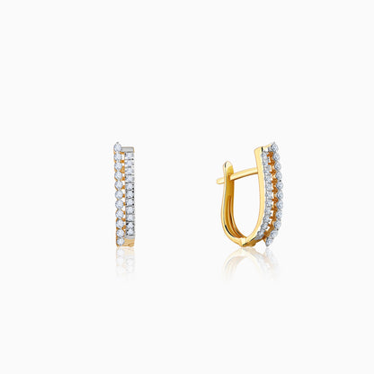 Gold Celestra Magic Diamond J-Hoop Earrings