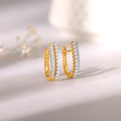 Gold Celestra Magic Diamond J-Hoop Earrings