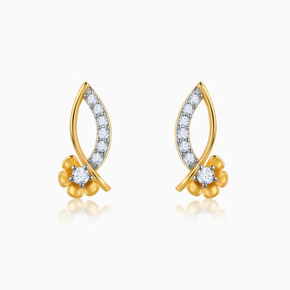 Gold Funky Florals Diamond Earrings