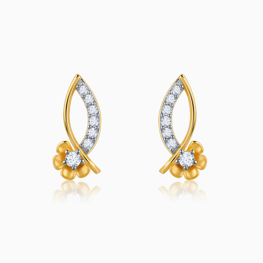 Gold Funky Florals Diamond Earrings