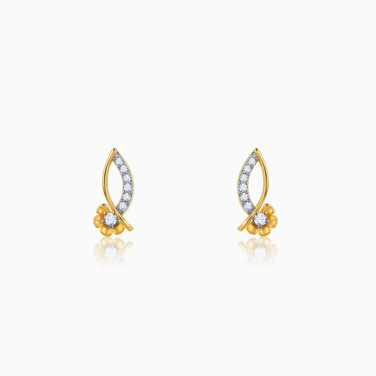 Gold Funky Florals Diamond Earrings