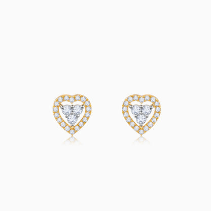 Pure gold heart earrings with lab-grown diamonds.